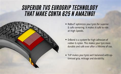 Eurogrip Tyres | 90/100-10 53J CONTA 625N Tubeless | Tyre for Front and ...