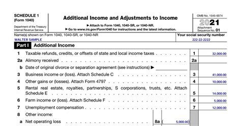 IRS Form 1040 Schedule 1 (2021) - Additional Income and Adjustments to ...