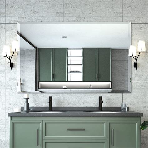 Amazon.com: LAMCHMOR 30x36 Inch Bathroom Mirror Frameless Beveled Edge ...