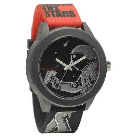 Buy Online Fastrack Space Rover Quartz Analog Black Dial Silicone Strap ...