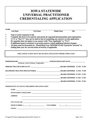 IA Universal Practitioner Credentialing Application 2013-2026 - Fill ...