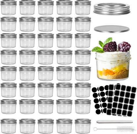 Amazon.com: CycleMore 4oz Clear Mason Jars Small Glass Jar With Silver ...