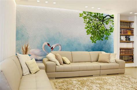 Angsa, White Swan Couple Art Wallpaper Mural - Magicdecor®