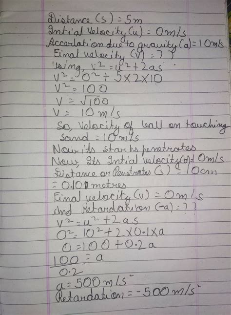 A ball is dropped from a height of 5 m onto a sandy floor and ...