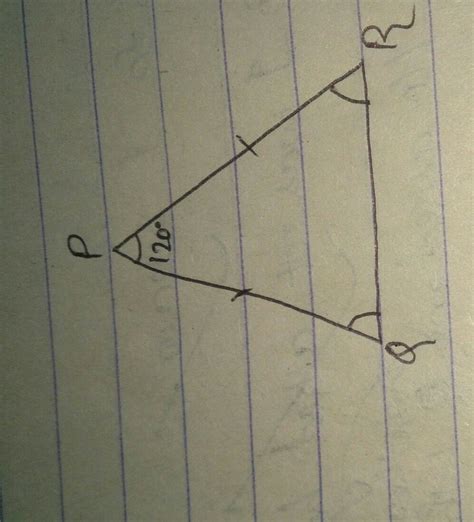 Draw a triangle PQR in which angle p=120°, PQ= PR= 4.5cm. Measure the ...