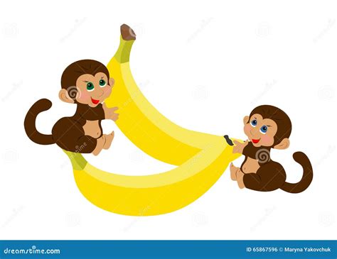 Monkeys and bananas stock vector. Illustration of baby - 65867596