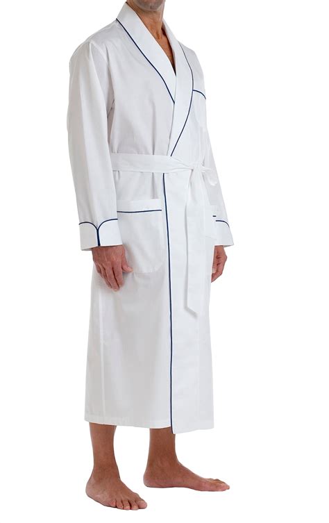 White/Brown Men's White Classics Robe