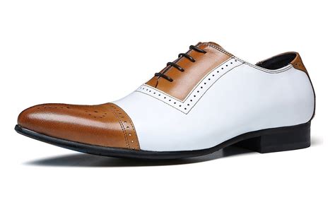 Santimon White Dress Shoes for Men Pointed Toe Cowhide Leather Oxford ...