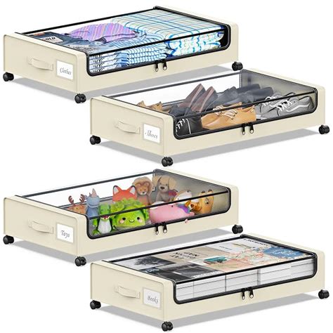 YAASHEEN Under Bed Storage with Wheels, Under the Bed Storage ...