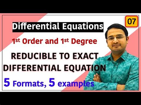 Reducible to Exact Differential Equations Video Lecture - Mathematics ...