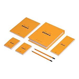 Rhodia Boutique Orange Essential Box Set of 4 Notepads and 2 Pencils ...
