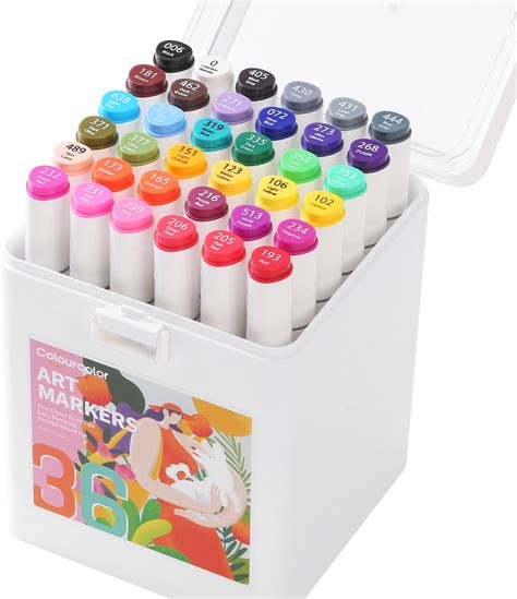 Amazon.com : Colourcolor Alcohol Markers Set Dual Tip Fine & Chisel Art ...