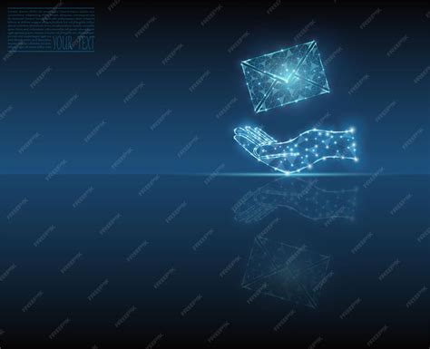 Mail on a hand vector illustration composed of technological grid and ...