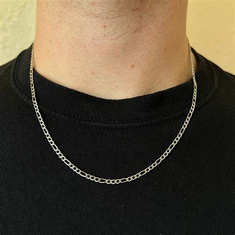 3mm Silver Figaro Chain, Mens Chain, Silver Chain Mens, Thin Silver ...