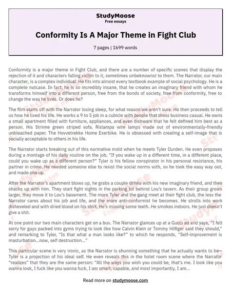 Conformity Is A Major Theme in Fight Club Free Essay Example
