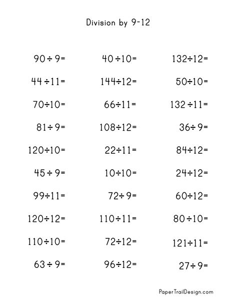 Math Worksheets For 4th Grade Division