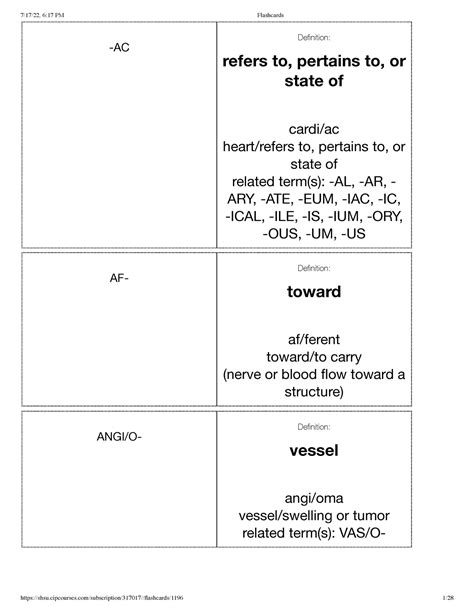 Flashcards Pt. 7 -AC Definition: refers to, pertains to, or state of ...