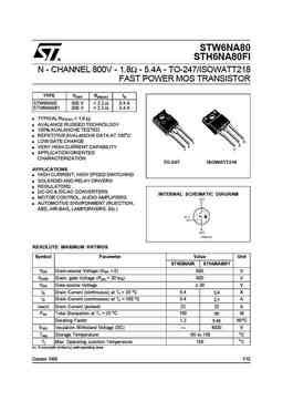 stw6n PDF datasheet. ALL TRANSISTORS DATASHEET. POWER MOSFET, IGBT, IC ...