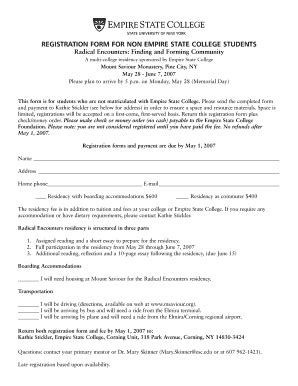 Fillable Online msaviour REGISTRATION FORM FOR NON EMPIRE STATE COLLEGE ...