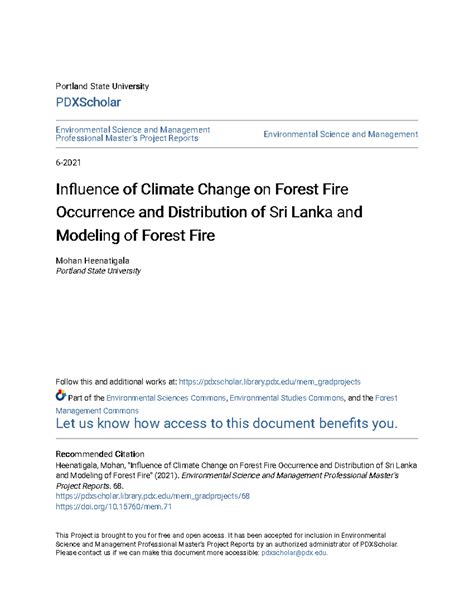 Of Climate Change on Forest Fire Occurrence and Distrib - Portland ...