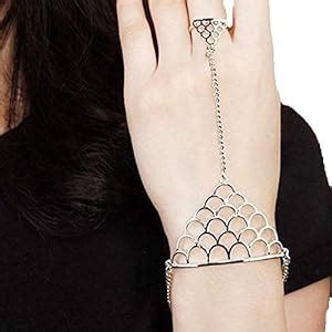 Buy Ziory Silver Punk Alloy Harness Bracelet Cuff Chain w/Ring ...