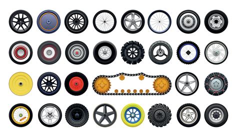 Set of Realistic Wheels 10560755 Vector Art at Vecteezy