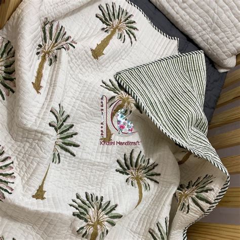 Buy Palm Tree Soft Baby Blanket Crib Bedding Handmade Cotton Quilt ...