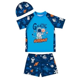 Morex 3 Pcs Printed Swimming Costume Set for Boys & Girls | T-Shirt ...