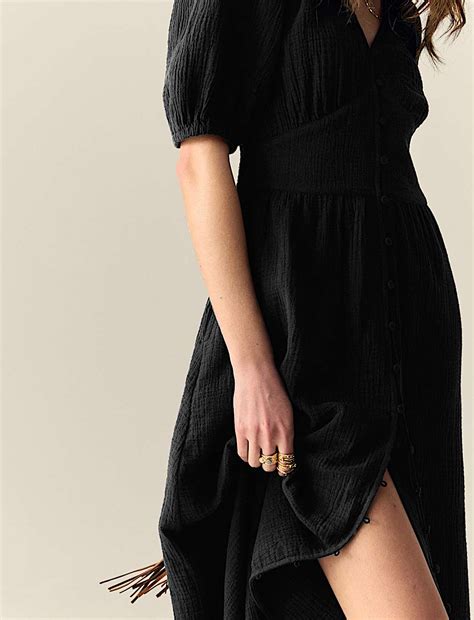 Buy Pure Cotton V-Neck Button Through Midi Waisted Dress at Marks & Spencer