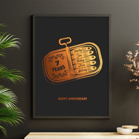7th Copper Wedding Anniversary Print, Copper Wedding Anniversary Gift ...