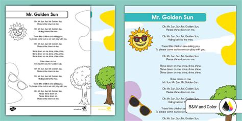 Mr. Golden Sun Nursery Rhyme Poster - Twinkl