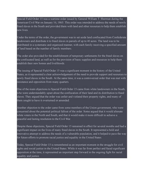 Special field order no. 15 - Special Field Order 15 was a wartime order ...