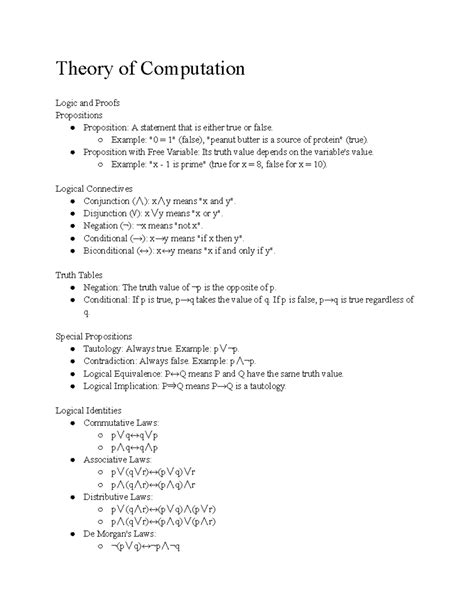 Theory Of Computation in short - Theory of Computation Logic and Proofs ...