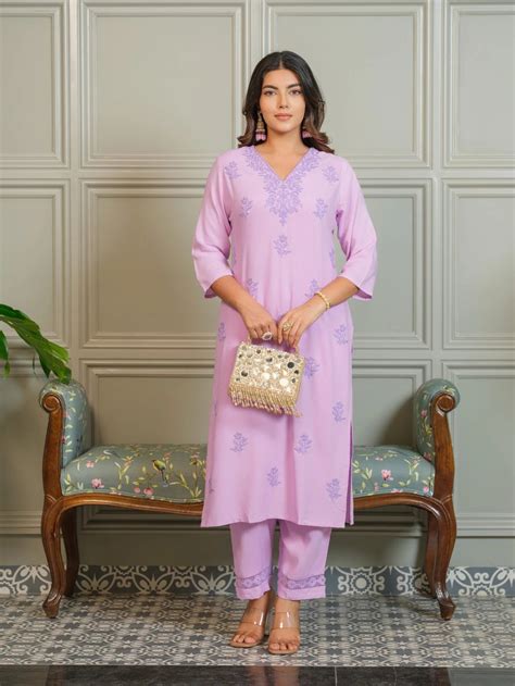 Elegant Chikankari Embroidered Cotton Kurti Set – SHIXOM