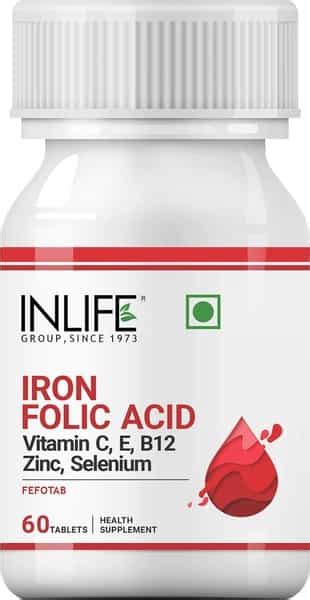 Buy INLIFE IRON FOLIC ACID SUPPLEMENT (60 TABLETS) Online & Get Upto 60 ...