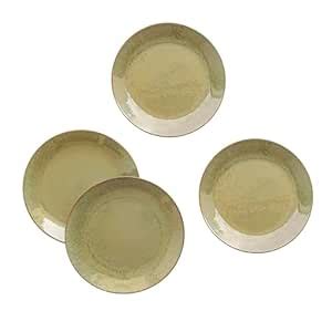 Buy Claymistry Ceramic Dinner & Snacks Olive Green with Reddish Brown ...