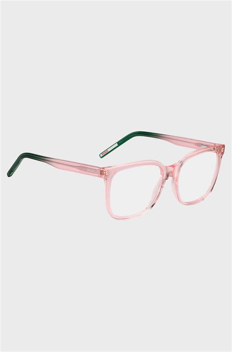 HUGO - Pink-acetate optical frames with green end-tips - Pink