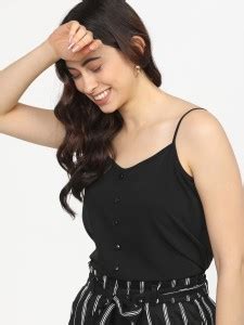 Tokyo Talkies Casual Solid Women Black Top - Buy Tokyo Talkies Casual ...
