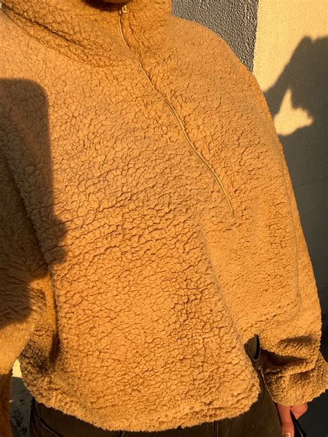 Sherpa Fleece Half Zip Sweatshirt – Obleka.in