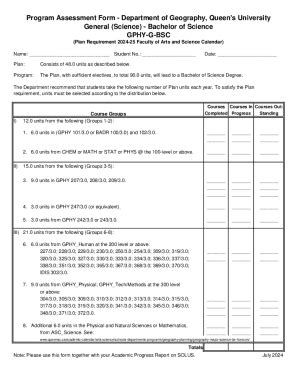 Fillable Online Program Assessment Form 2024-25 for Bachelor of Science ...