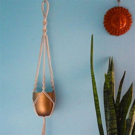 Ecofynd Macrame Cotton Rope Flower Pot Plant Hanger Holder with Pot ...