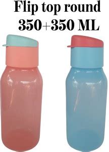 TUPPERWARE Flip Top Round Small Water Bottle Each 350ml (Pack of 2) 700 ...
