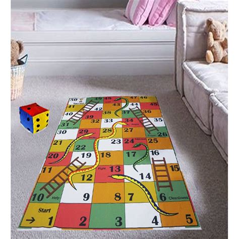 Buy Snake & ladders 50 Blocks Jumbo Floor Play Mat with Big Dice for ...