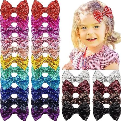 CELLOT Festival Baby Girls Sparkling Bows Clips-Glitter Sequins Hair ...