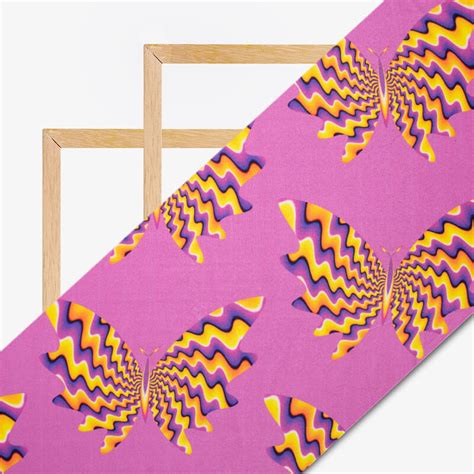Rose Pink And Canary Yellow Amimal Pattern Illusion Digital Print Crep ...