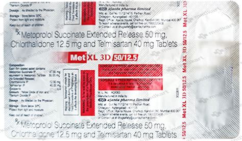 MET XL 3D 50/12.5MG TABLET 10'S : View Price, Combination and ...