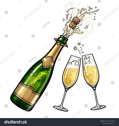 Popping Bottle Champagne Cork Flying Out Stock Vector (Royalty Free ...