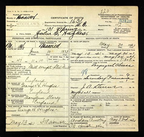 Flipside: John George Hughes and Elizabeth Olesen Hughes Death Certificates