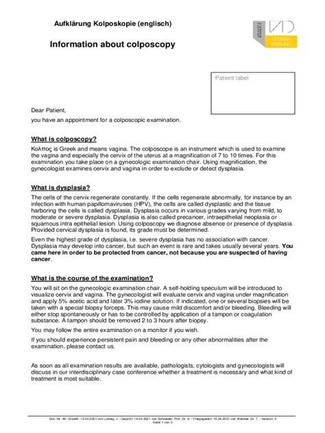 Fillable Online Information about colposcopy Fax Email Print - pdfFiller