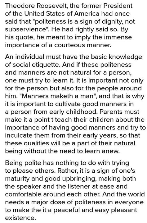 Make a mind map and write a paragraph on ' Politeness is a sign of ...